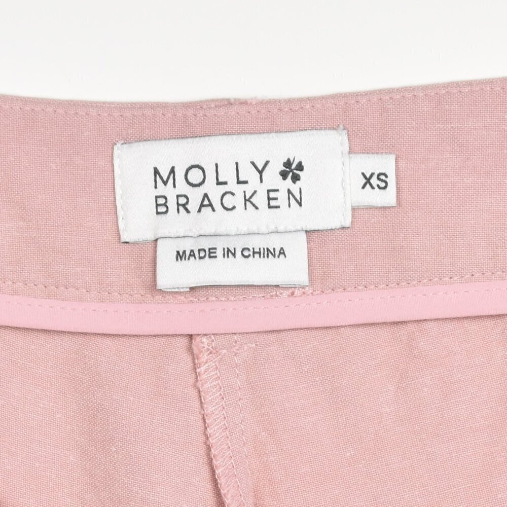 Molly Bracken Linen Pleated Wide Leg Trouser Pants Pink - XS - Picture 6 of 6